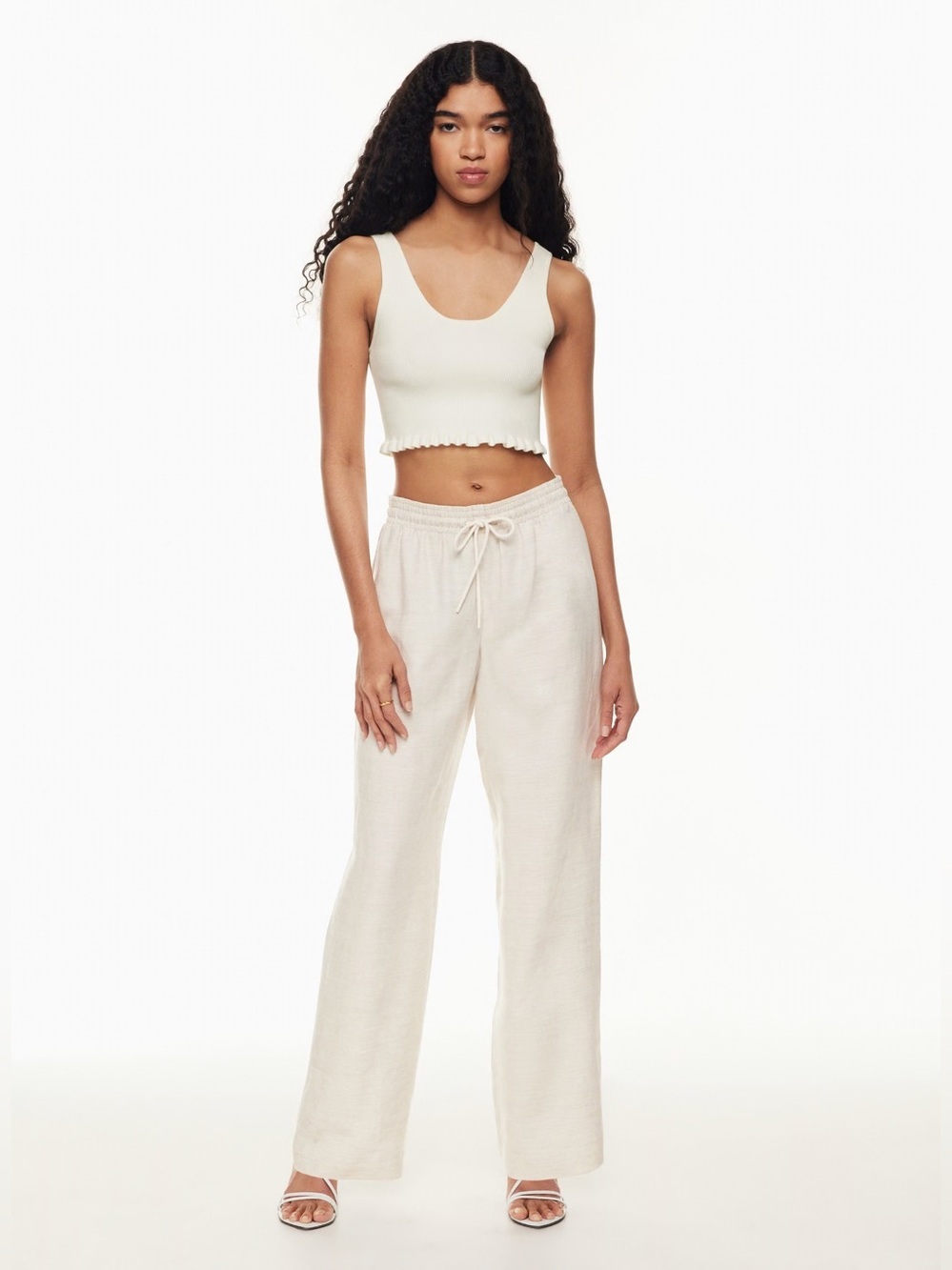 Wilfred CruiseLinen Thesis Pant Mid Rise Wide Leg Drawcord Heathered Aritzia